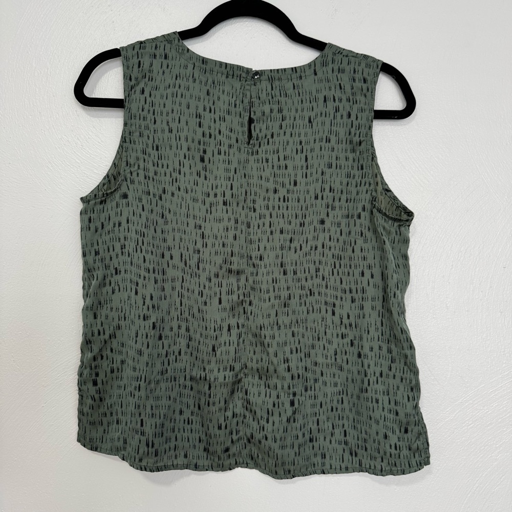 ❌Eileen Fisher Nori Silk Shell Top Women's Small Green Dash Organic Cotton Offic - Picture 5 of 9